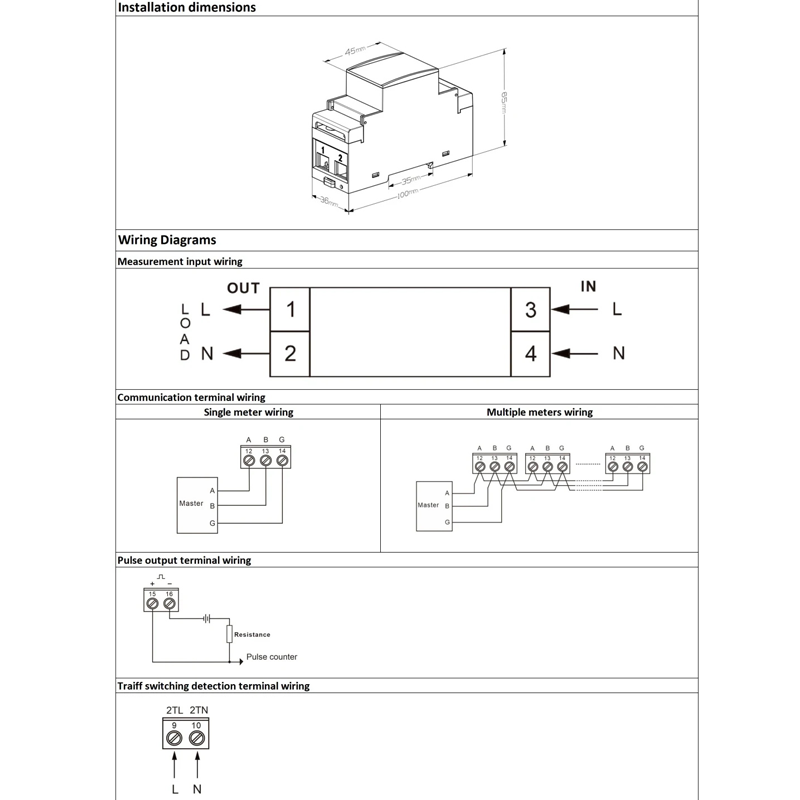 DAC2101 Jednofazowy wyświetlacz LCD na szynę DIN Wielotaryfowy miernik mocy Modbus