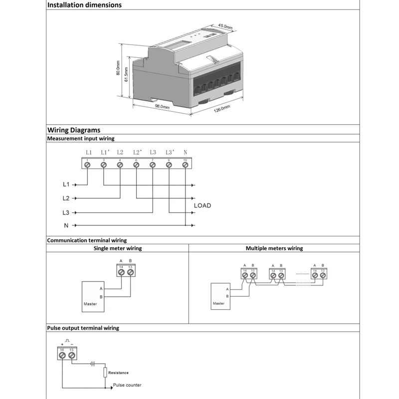 DAC7300C Trójfazowy pilot na szynę DIN WiFi Modbus RS485 Elektroniczny licznik energii